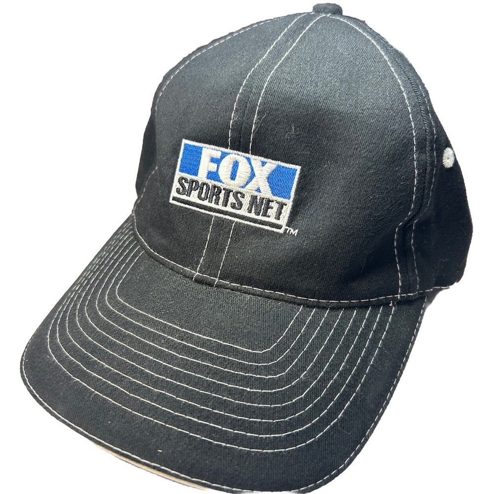 Fox Sports Net Hat Cap Strap Back Mens Adjustable Logo‎ Black One Size Fits Most